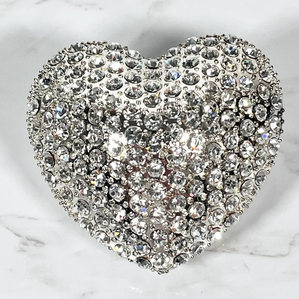 Heart-Shaped Rhinestone Trinket Box - Picture 2 of 10